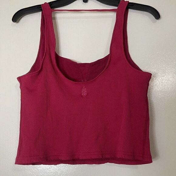Free people FP movement Pink cropped non padded tank top size Large - Picture 3 of 6